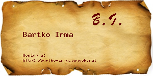 Bartko Irma névjegykártya